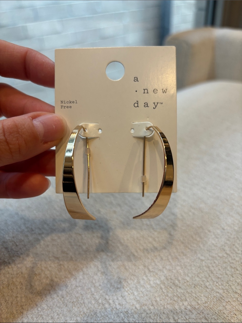 a new day Shiny Gold Curved Earrings - NWT